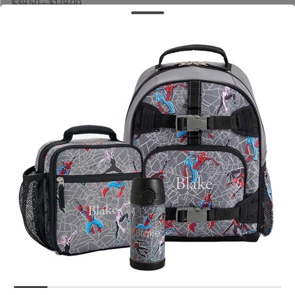 Spider-Man Backpack and Lunchbox Set. Pottery Barn kids.  Excellent condition